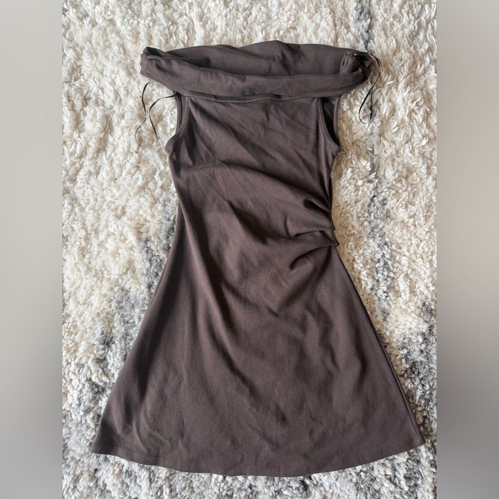 Mango Strapless Brown Dress